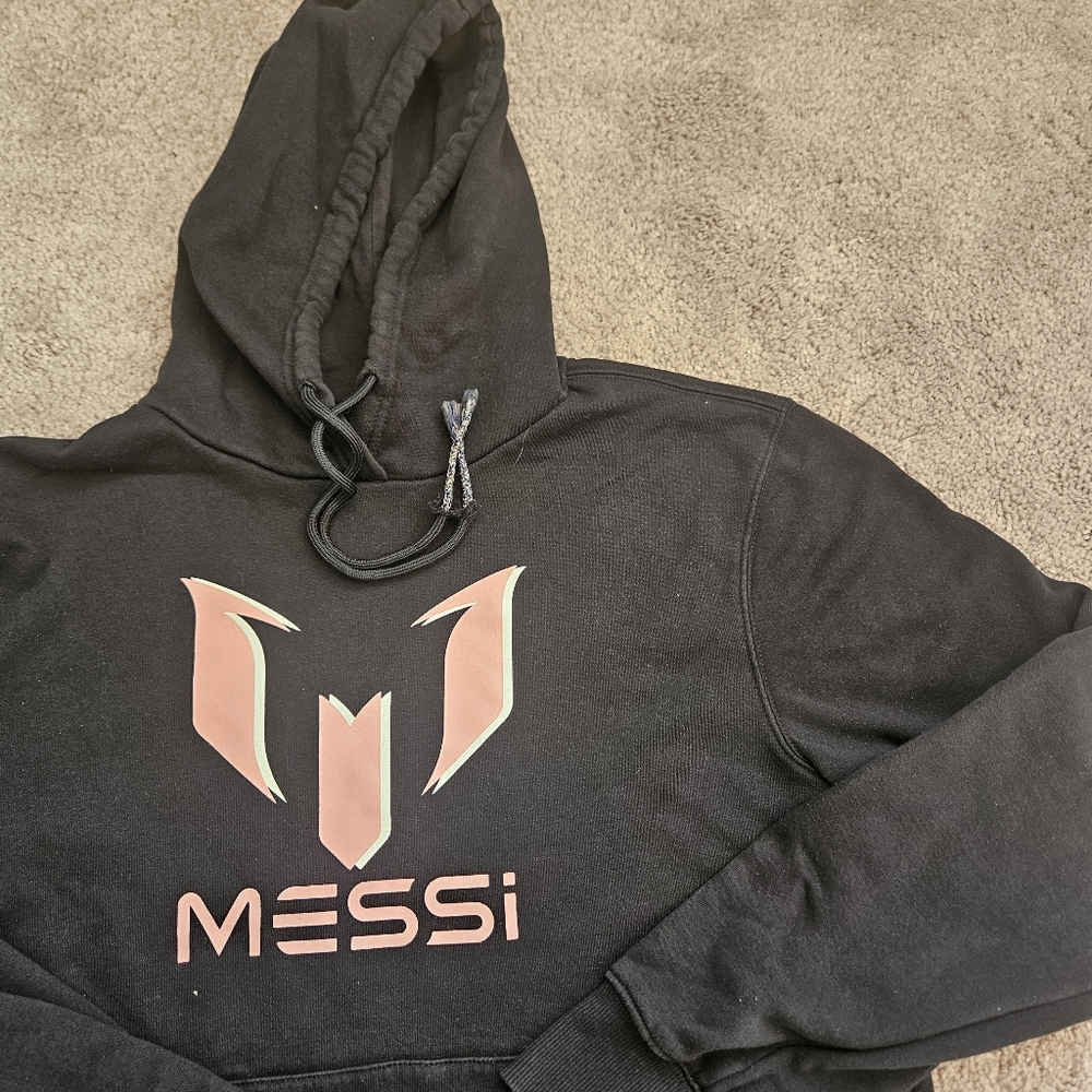 Lionel Messi Hoodie Black Pink Graphic Sweatshirt Soccer Kids Youth Med Unisex